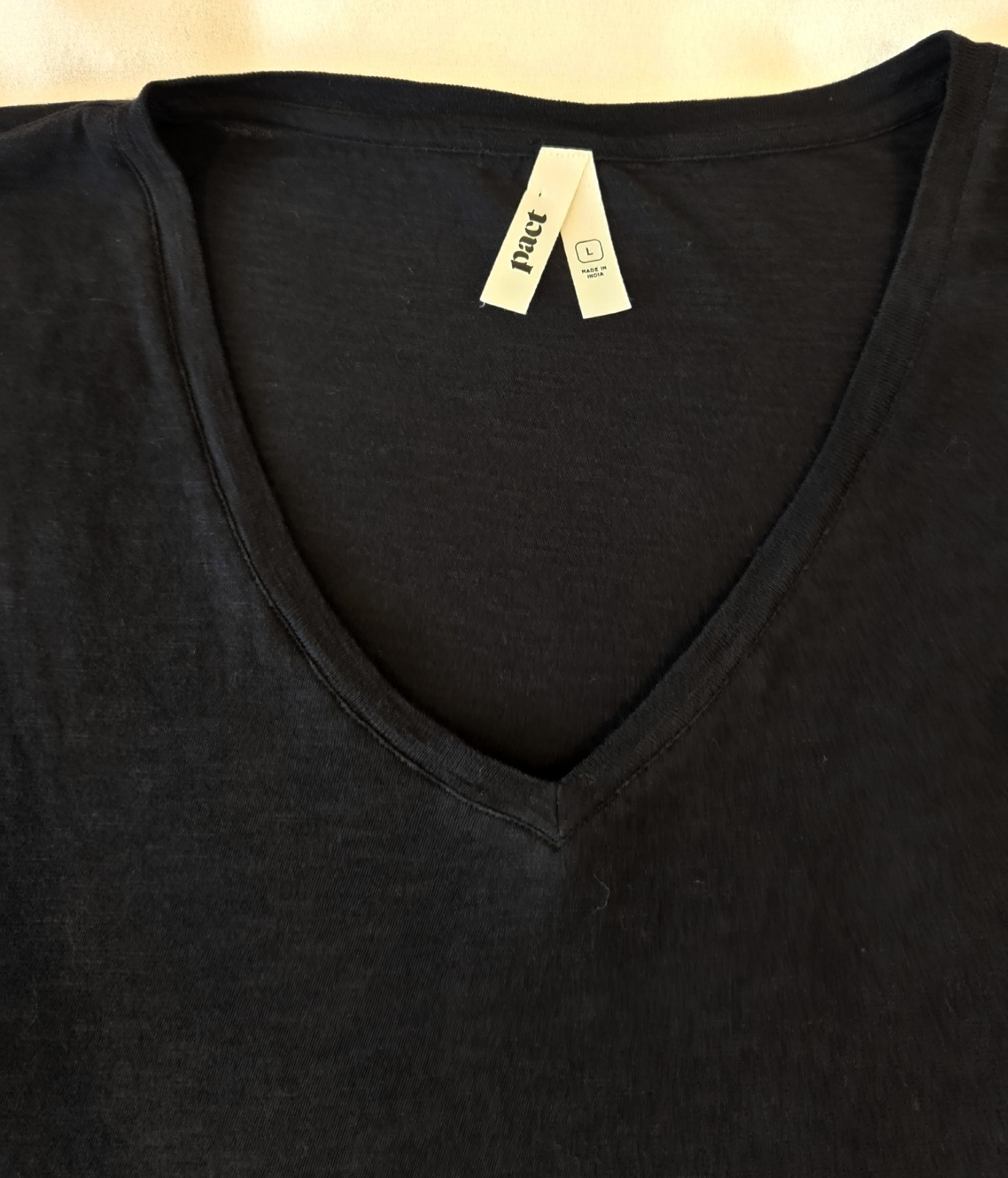 PACT Women’s Organic Cotton V-Neck 3/4 Puff Sleeve Shirt Black Large