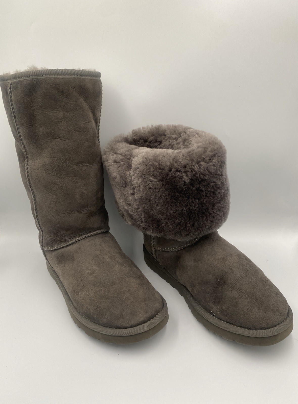 Vintage UGG Australia Classic Tall Suede Boots Grey Size 8 (Read Desc)