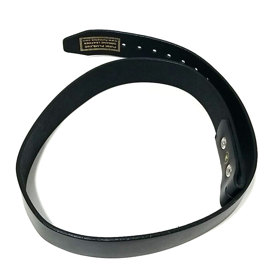 Funk Plus Genuine Cowhide Leather Belt Mens M 36″ Black No Buckle USA Made 1.5″