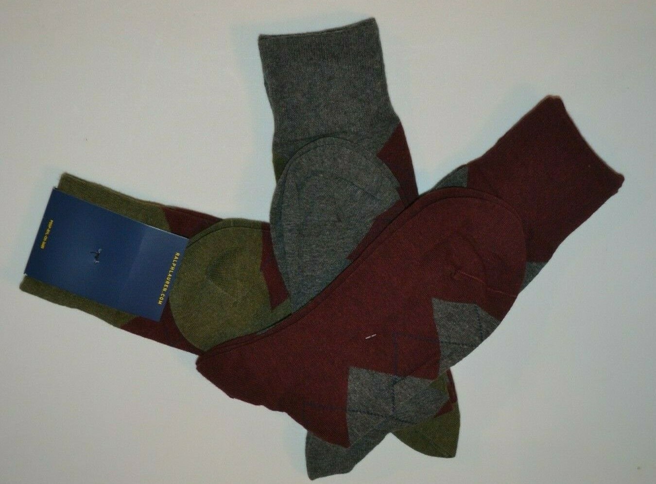 Polo Ralph Lauren Argyle Crew Custom Fit Dress Socks Men’s Sock Size: 10-13 NIP!