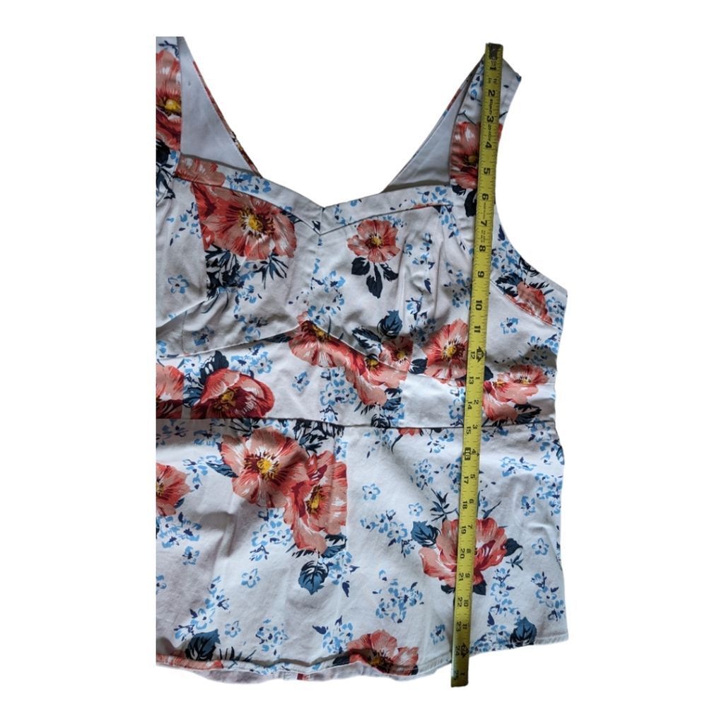 Torrid Floral Peplum Sweetheart Neckline Fit & Flare Stretch Top Size 2X Cottage