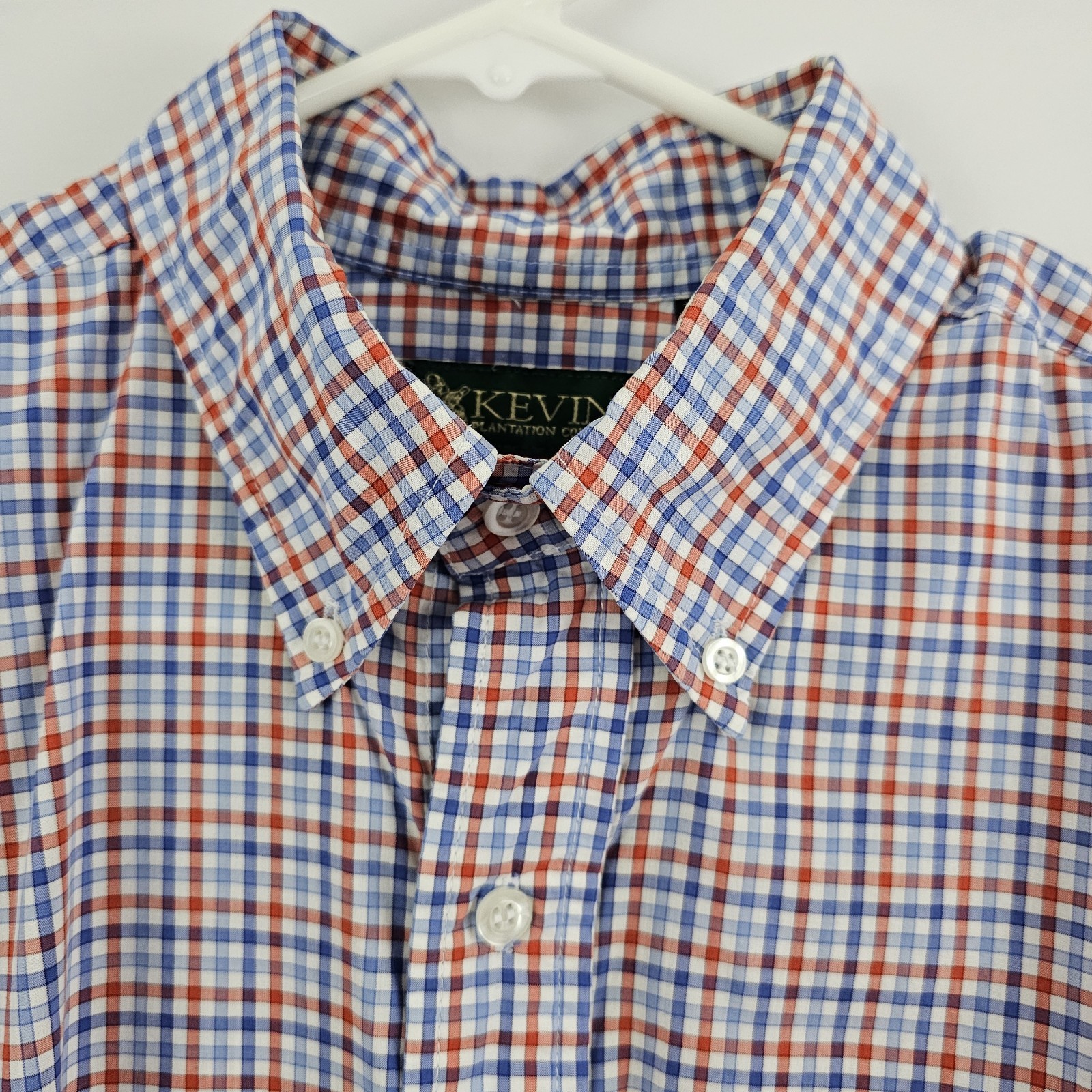 Kevin’s Plantation Men’s Checked Shirt Red Blue White Colorful Large