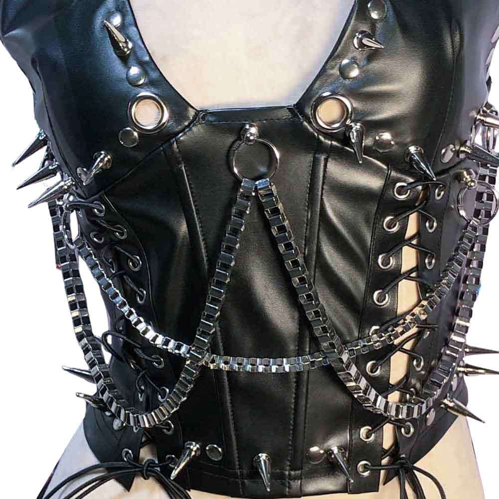 Goth Tops Women’s Emo Clothing Y2K Spiked Gothic Tank Punk Rock Clothes Grunge