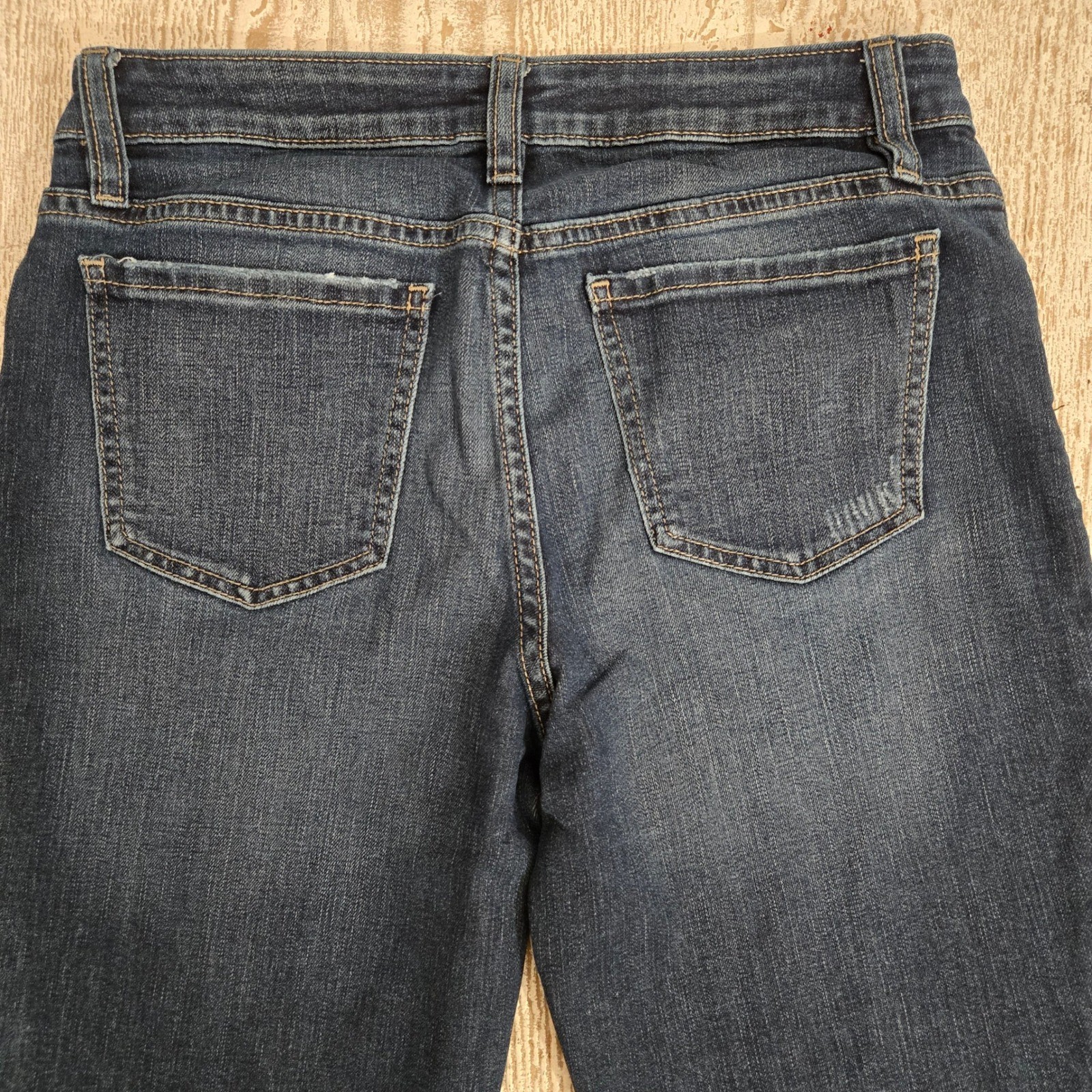 Riders by Lee Women Indigo Dark Wash Distressed Cuffed Straight Leg Jeans Sz 6M