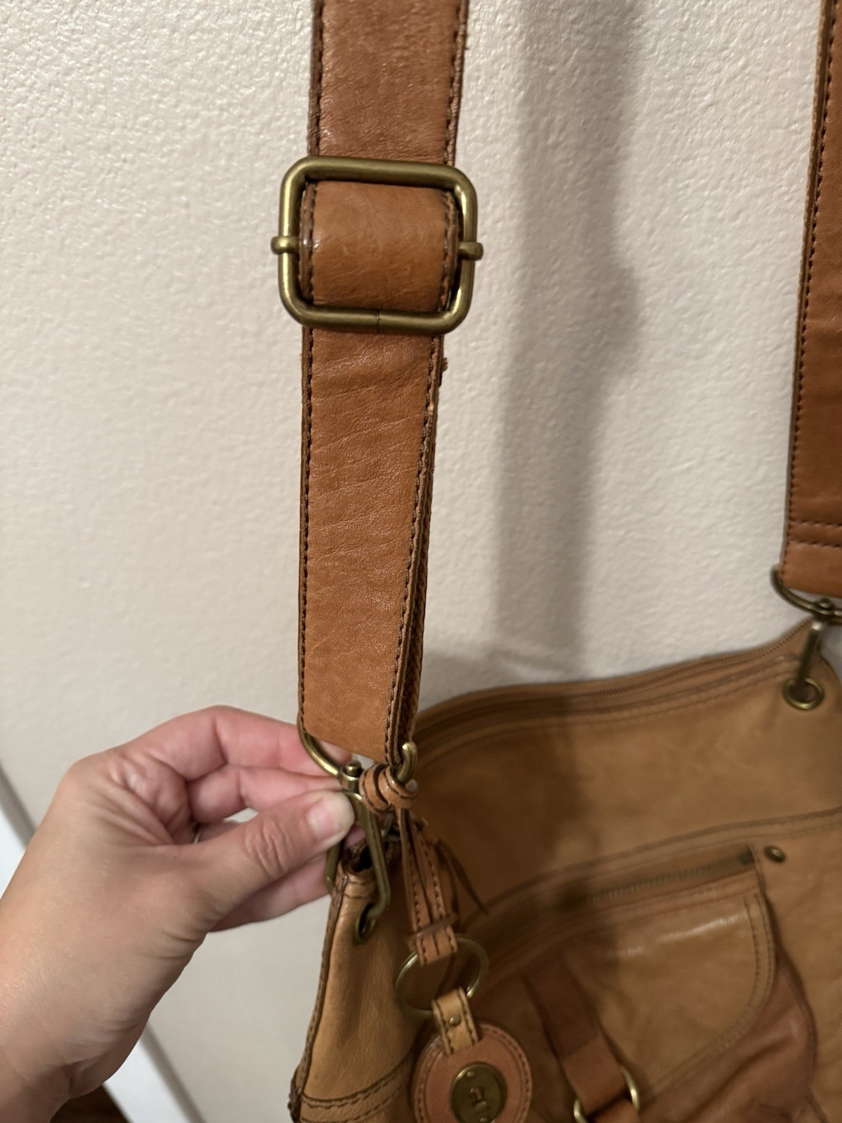 Fossil Long Live Vintage Brown Medium Crossbody Bag Zip, Adjustable Strap