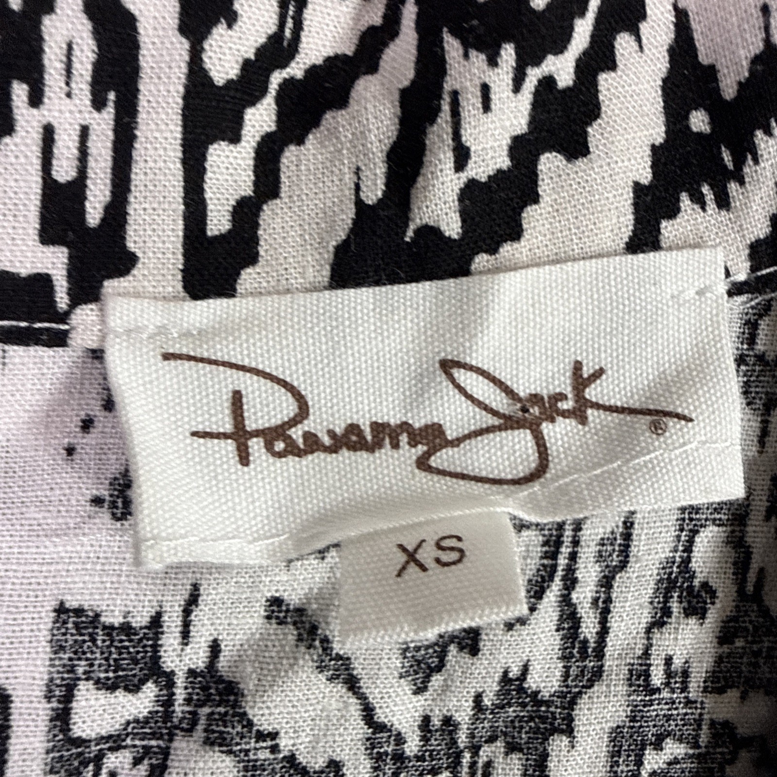 Panama Jack Linen Blend Tie Front Button Up Shirt Women’s XS Black White Floral