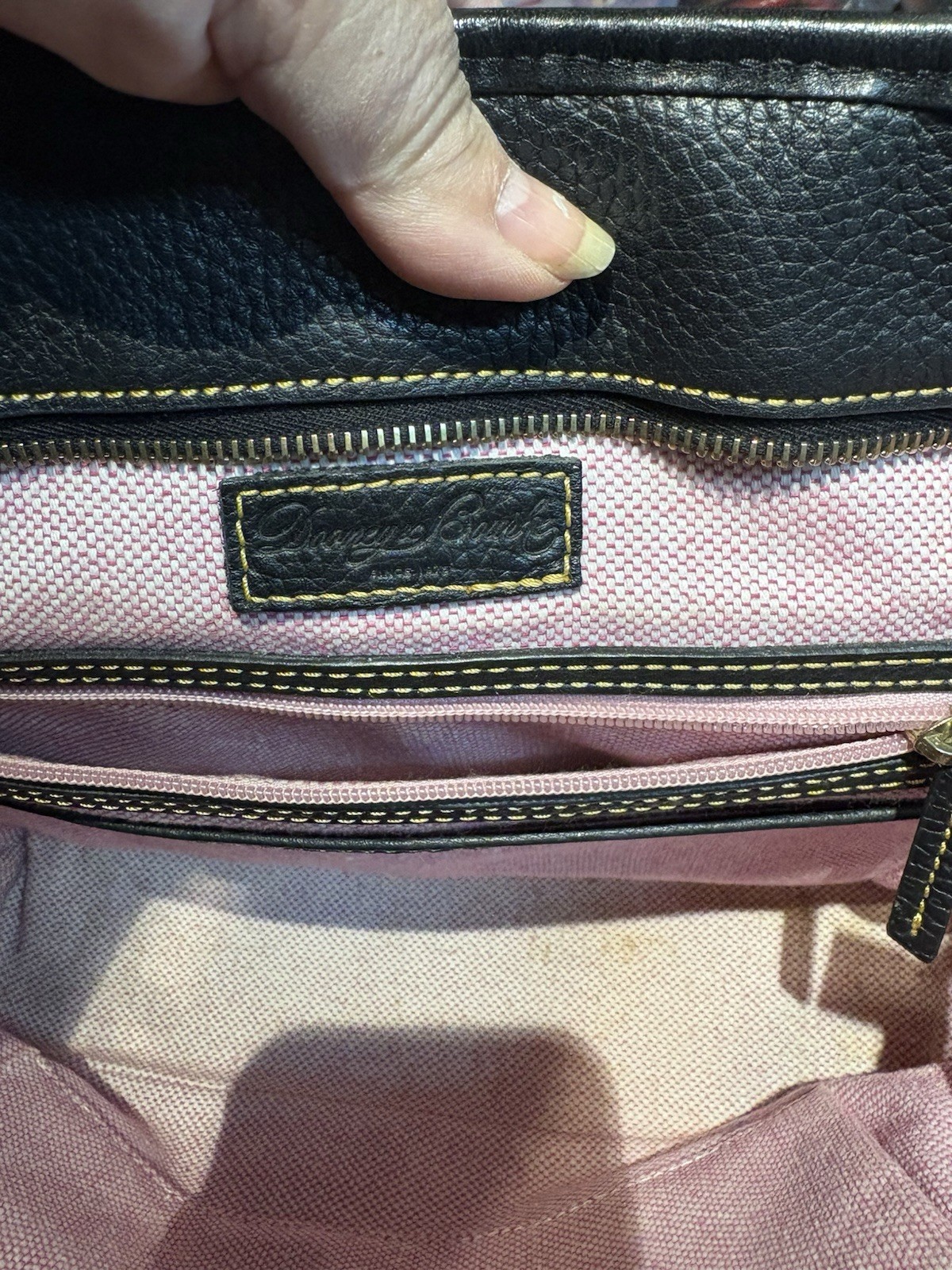 Dooney Bourke Black Pebble Leather Charleston Tote Shopper Shoulder Bag Purse