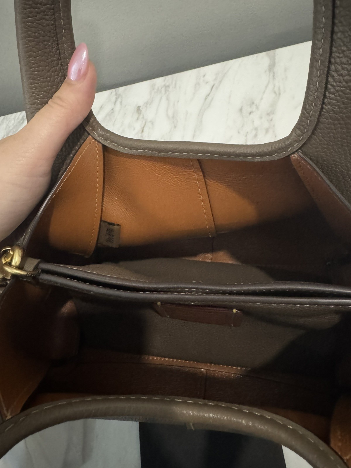 Lana Shoulder Bag 23 Coach Brass/ Stone Leather Shoulder Bag