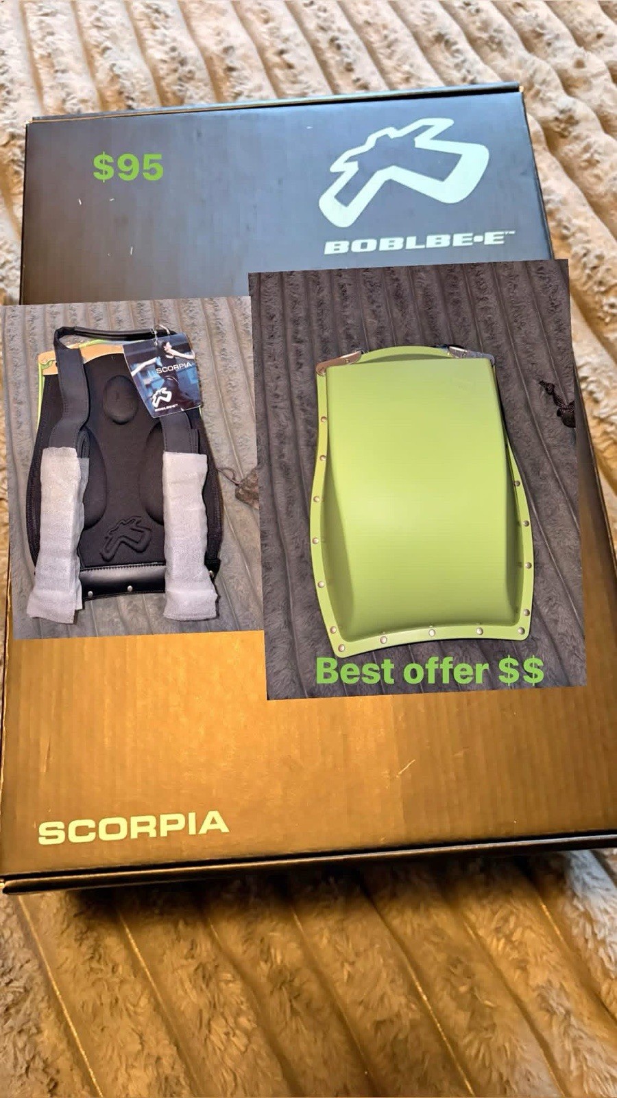 Boblbee Scorpia Green/Black Backpack, Medium, Zip Closure, Adjustable Strap