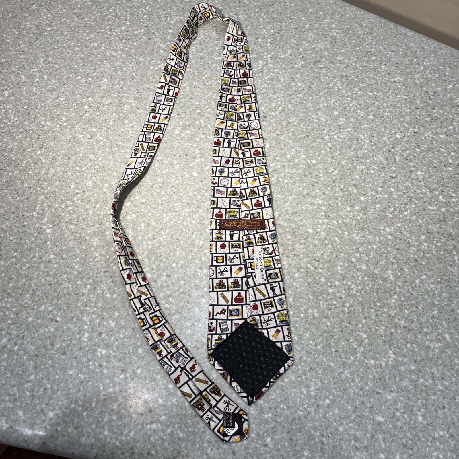 SCHOOL DAYS Design Silk 60″ Men’s Novelty Neck Tie made in USA Museum Artifacts