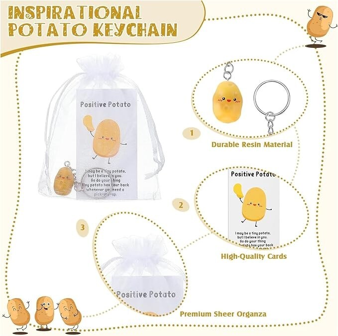 Positive Inspirational Potato Keychain Employee Appreciation Gift Mini Potato…