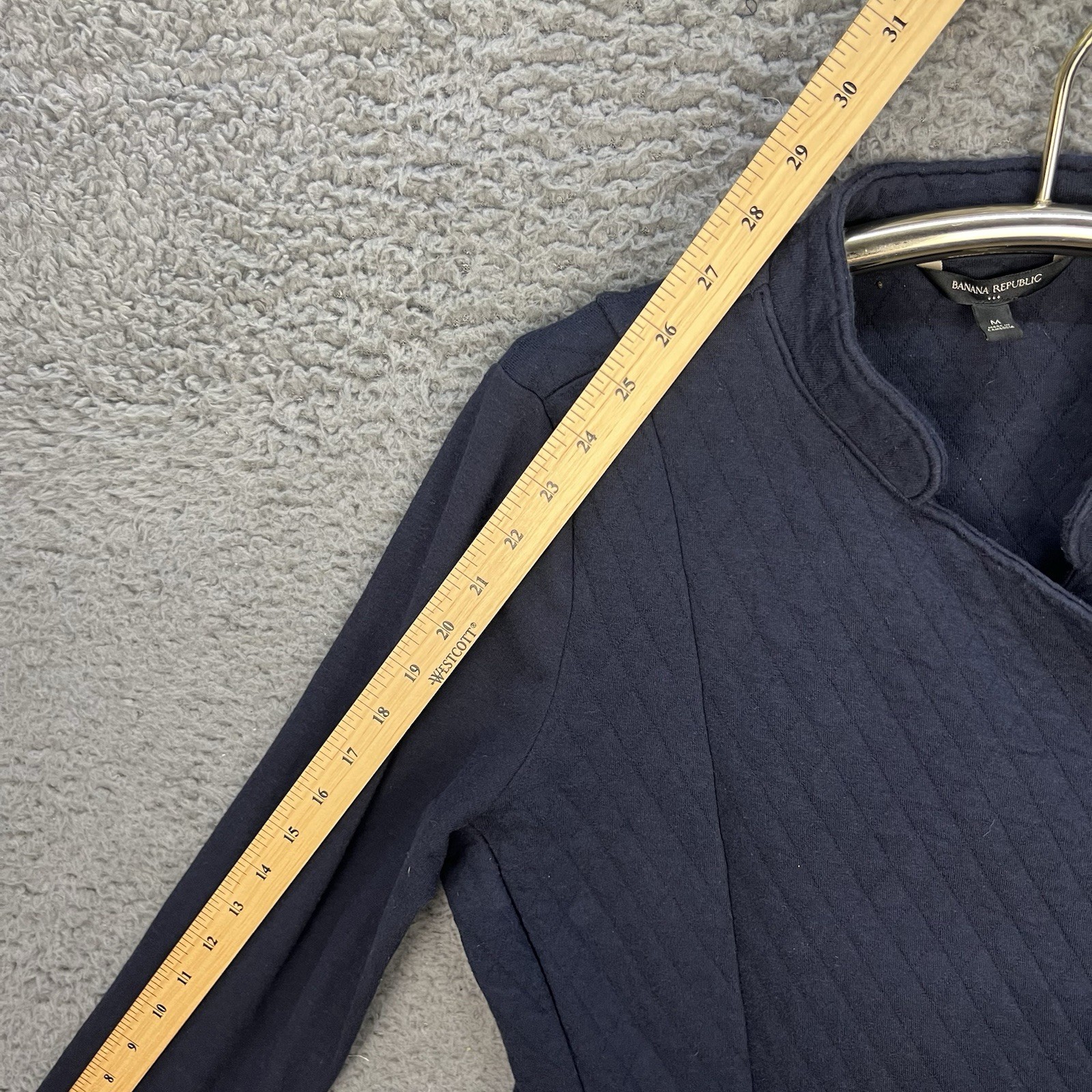 Banana Republic Womens Medium Moto Zip Jacket Asymmetrical Zip Navy Blue Cotton
