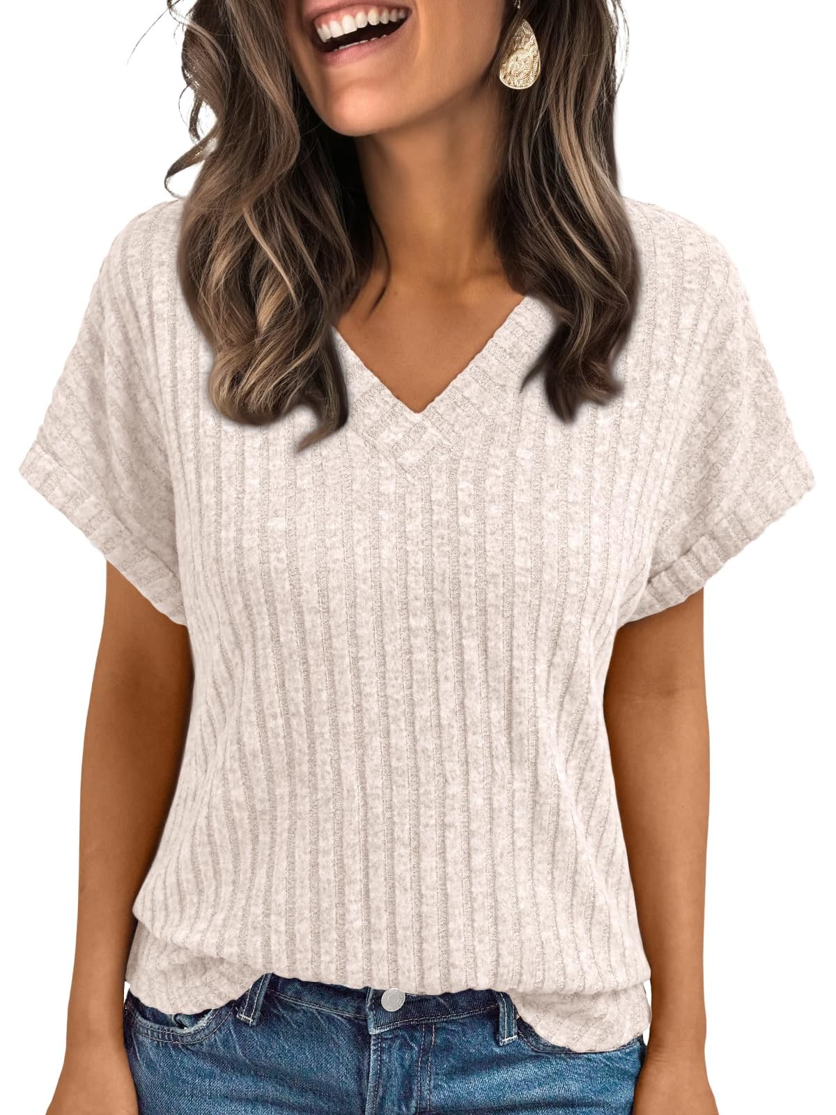 AUTOMET Womens Spring Tops 2026 Summer Dressy Casual Blouses Large, Apricot