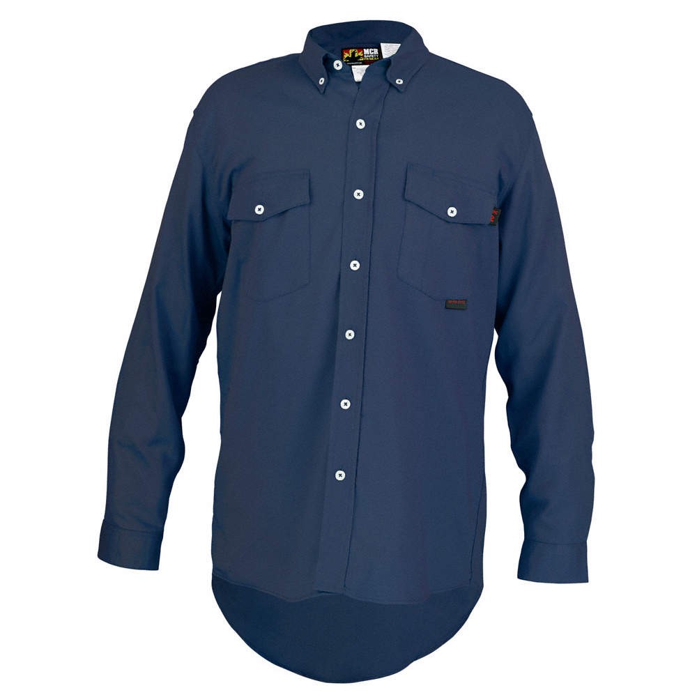 MCR SAFETY S1NL FR L Sleeve Shirt,8.7 cal/sq cm,Nav Blue 781G21
