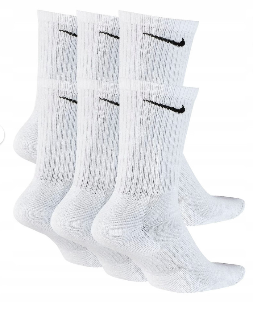 Nike 6-Pack Everyday Cushioned Crew Training Socks Black Size Medium (6-8)