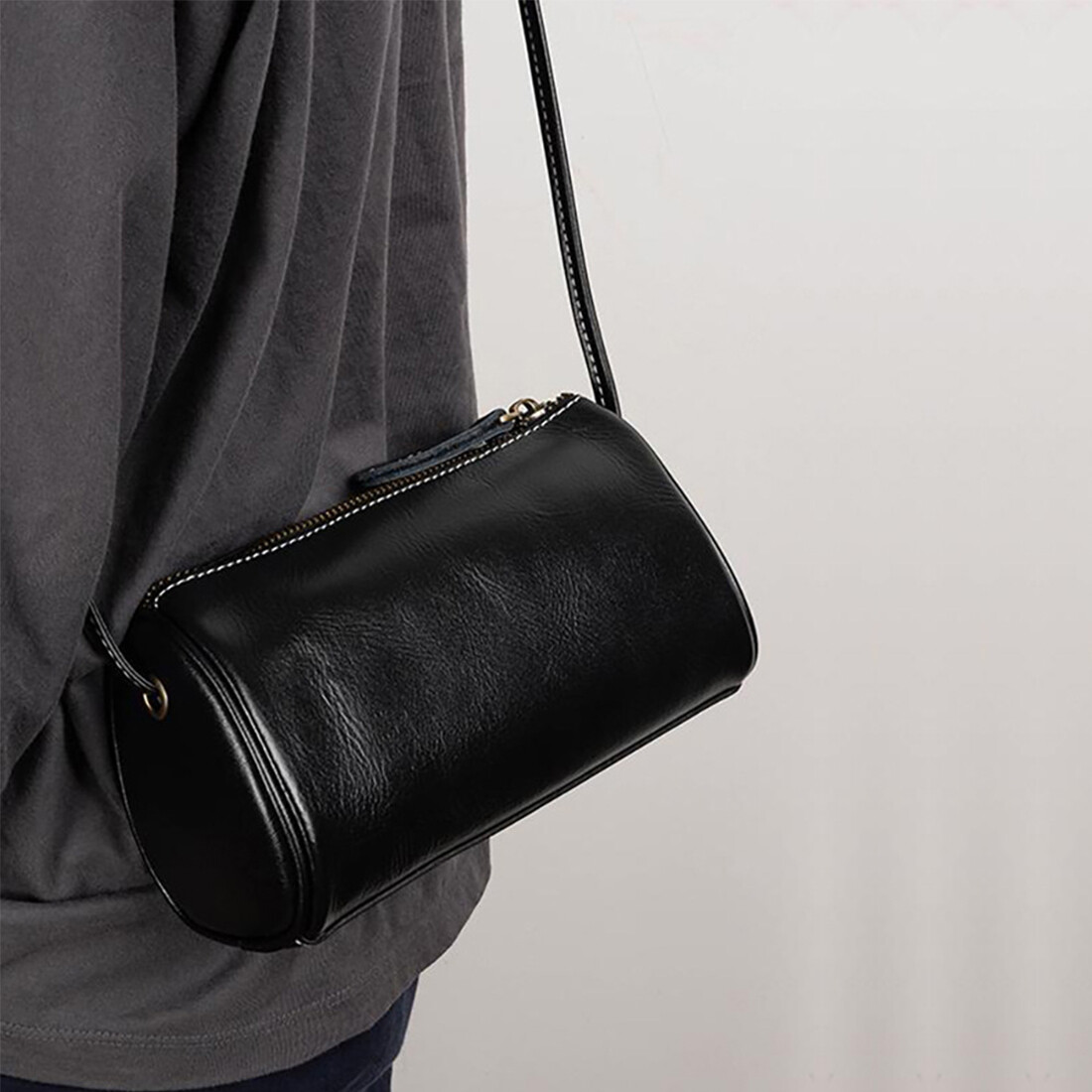 Vintage Boho Bag Women Leather Shoulder Crossbody Bag Pillow Bag Boston Handbag