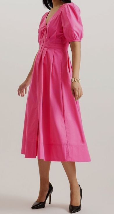 Ted Baker Women’s Pink Ledra Puff Sleeve Midi Dress Size 6