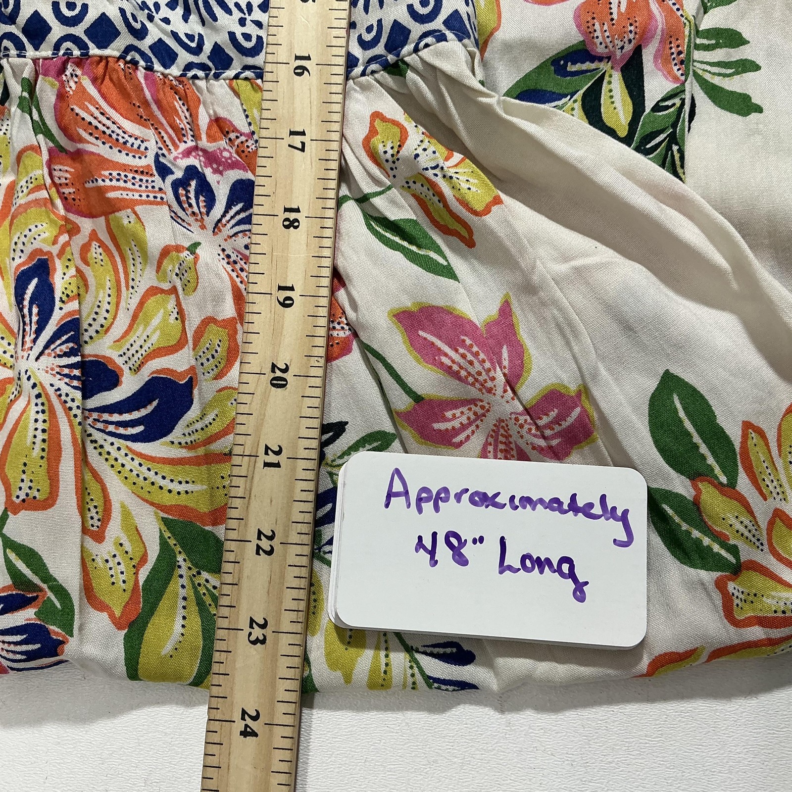 Angie Dress Womens Large Multicolor Floral Maxi Boho Rayon Sundress 48in Long