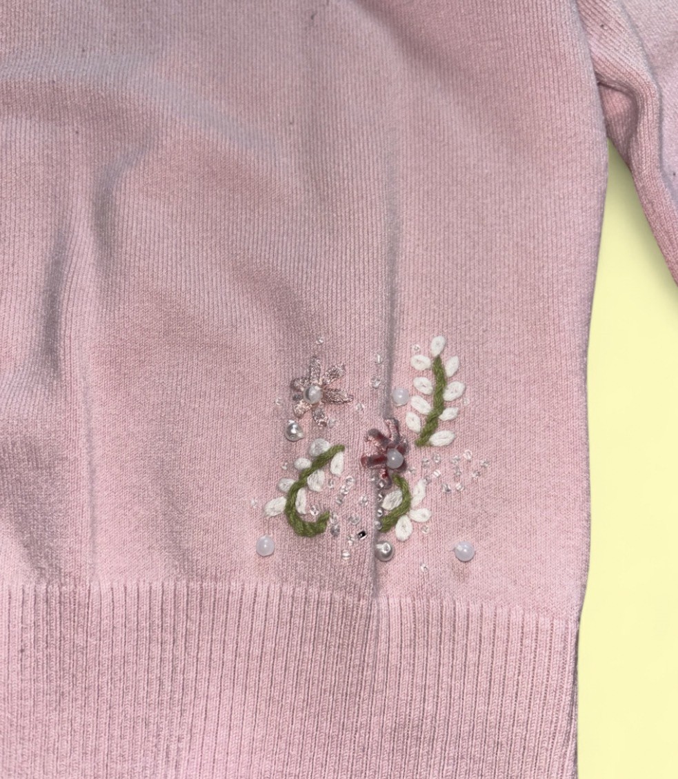 Light Pink Embroidered Suzy Shier Cardigan – Size L