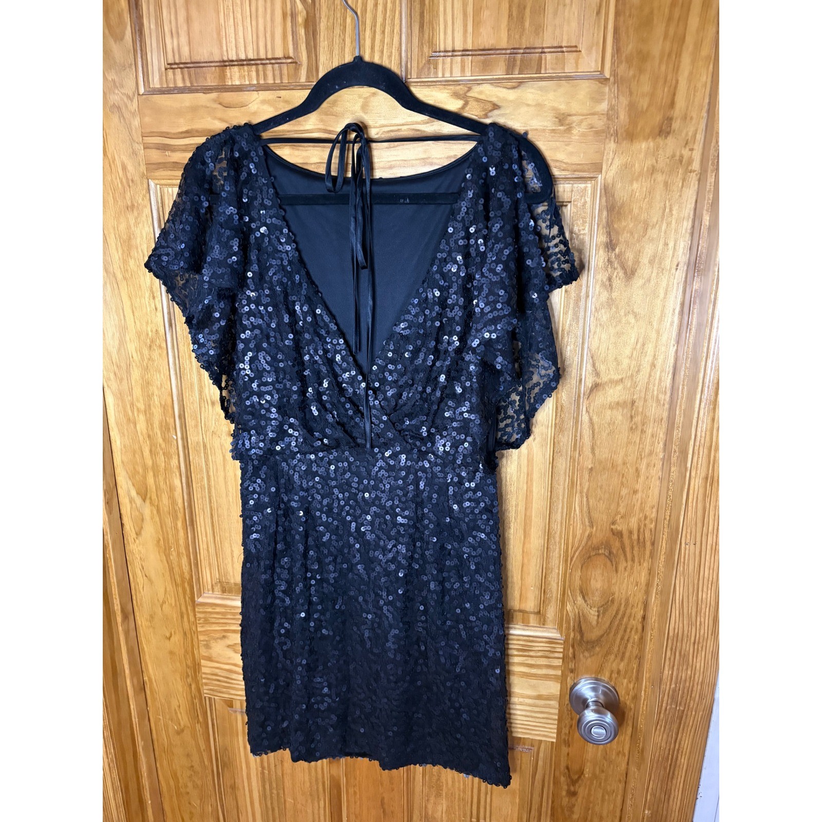 Jessica Simpson Womens Black Sequin Lace V-Back Cocktail Mini Dress JS1R5463 6