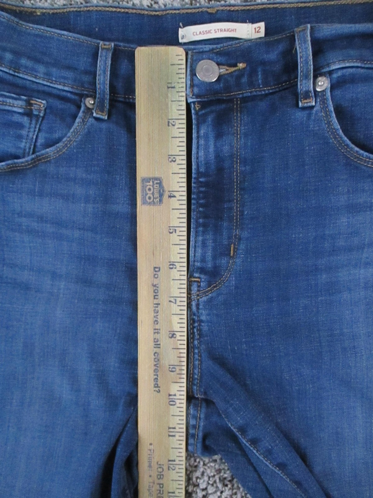 Levis Classic Straight Jeans Womens 12S Blue Med Wash Mid Rise Stretch 31×28