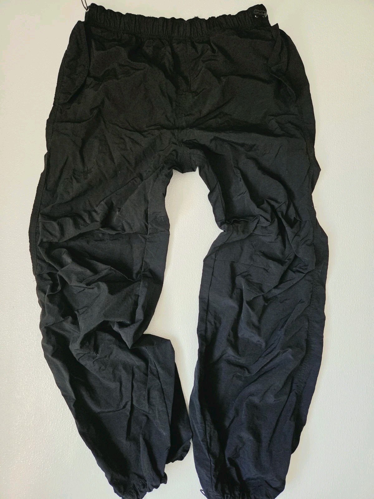Love Tree Black Parachute Cargo Pants Wide Leg Bungee Waist Womens Large 6864PN