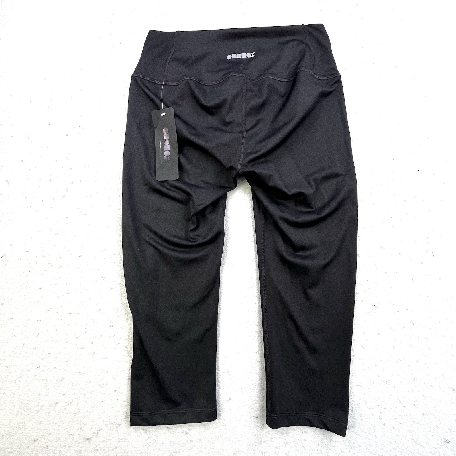 Ododos Leggings Size M Black Cropped Crisscross Waist Activewear Yoga NEW