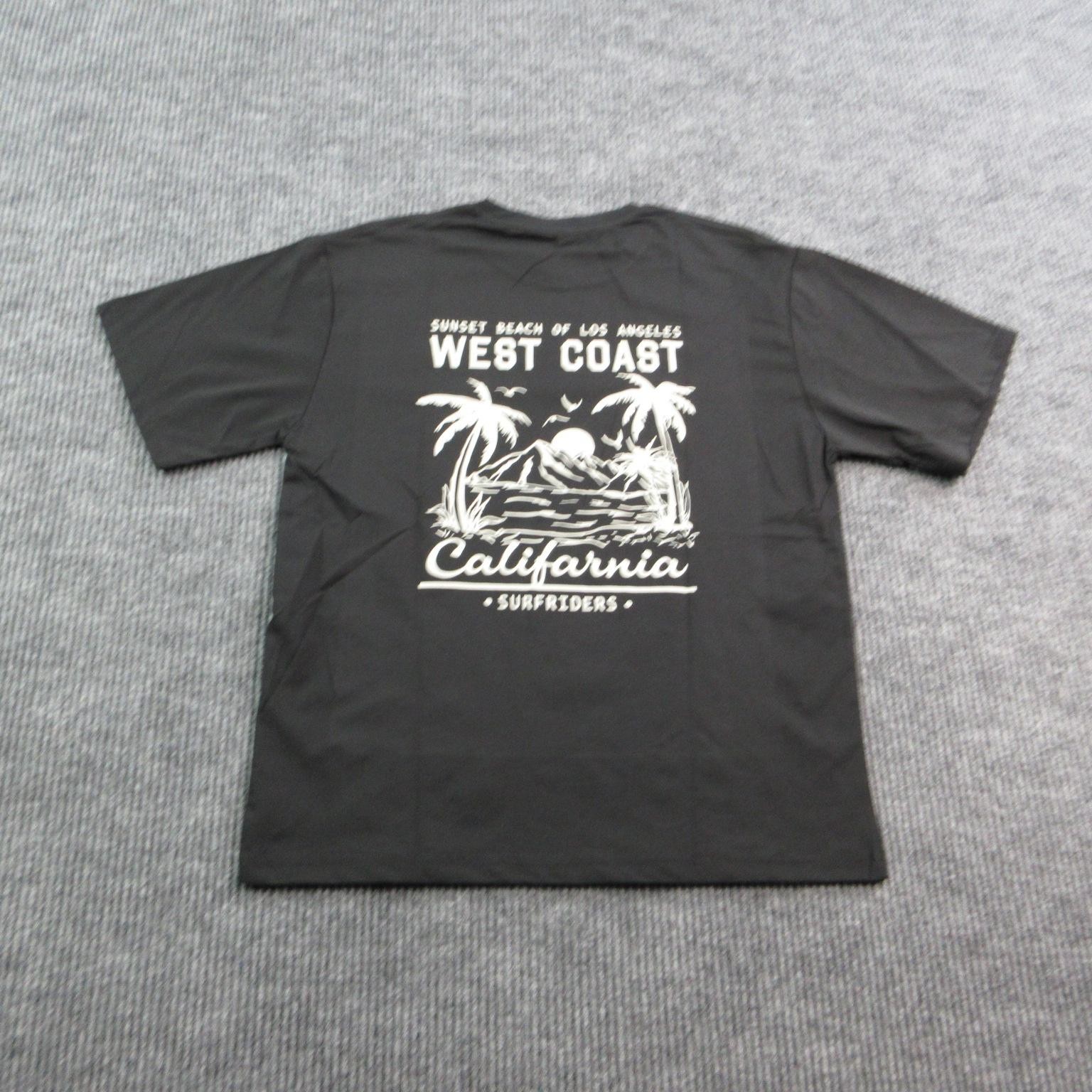 West Coast California Shirt Mens M Black Short Sleeve Beach Graphic Tee NWOT