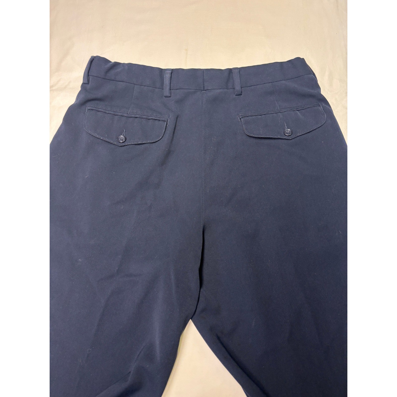 LL Bean Mens Navy Polyester Dress Pants Waist 36 Inseam 30 Flat Front YKK Zip