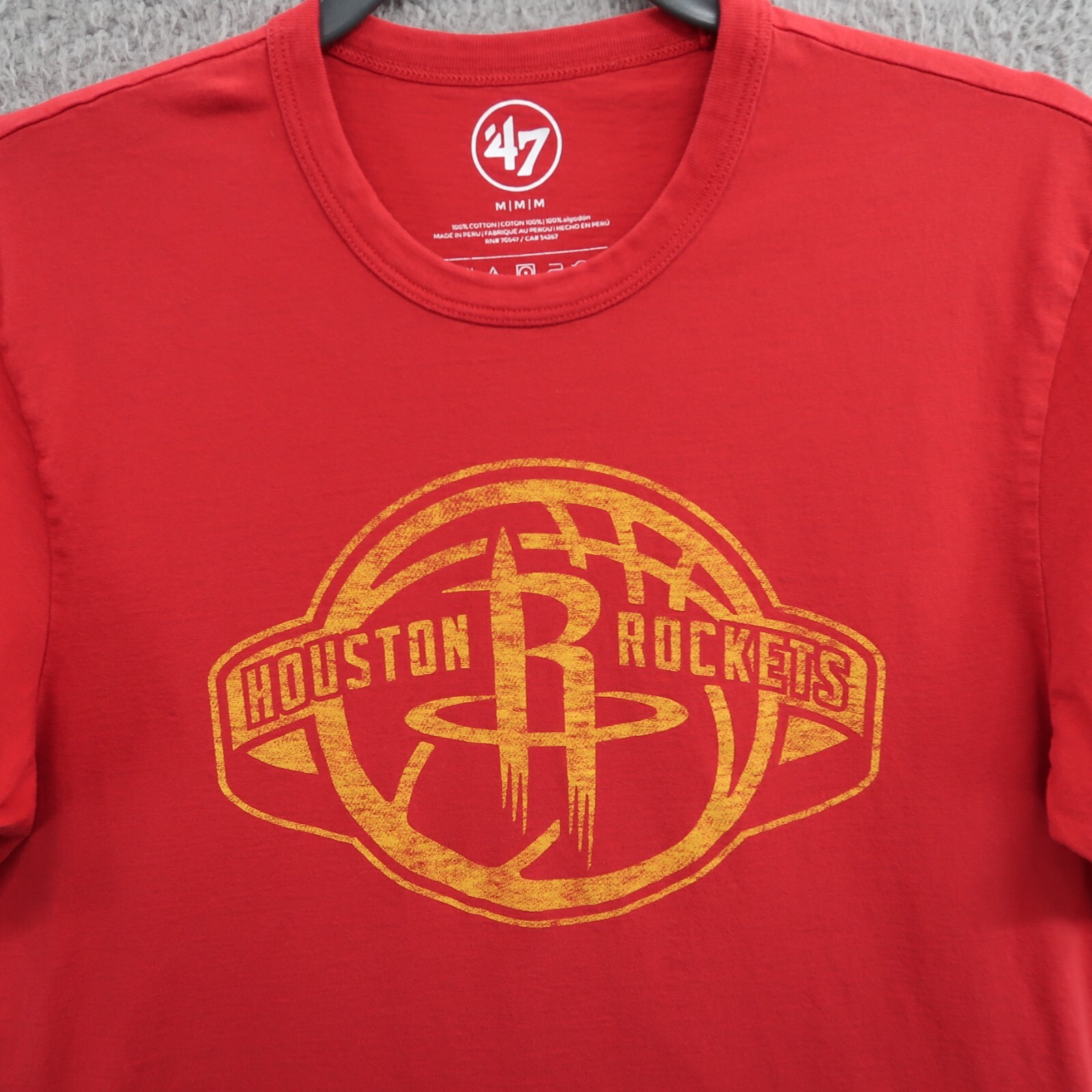Houston Rockets Shirt Adult Medium Red Short Sleeve 47 Brand Logo Tee