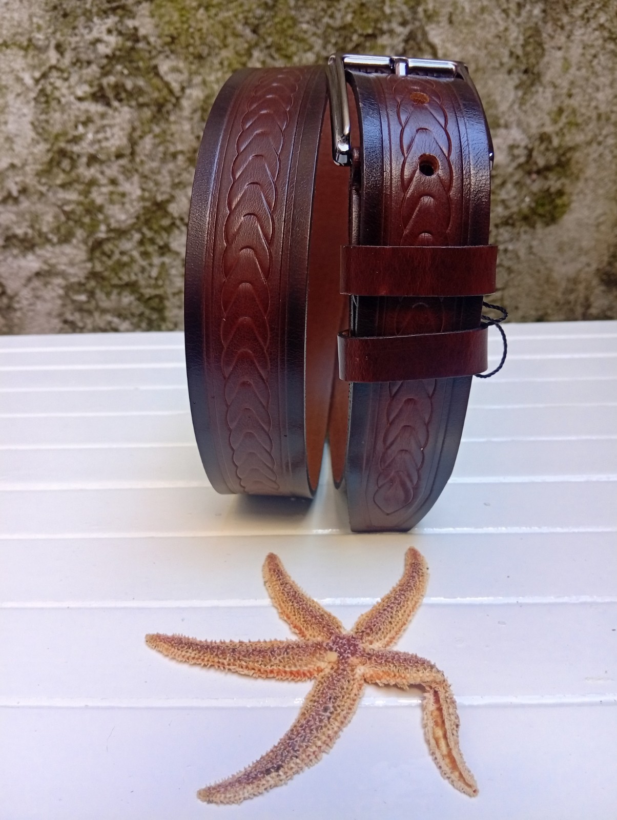 Conwoy Dark Brown Buffalo Leather Belt 130 cm 52 in 1.5 in 38 mm Western Braid