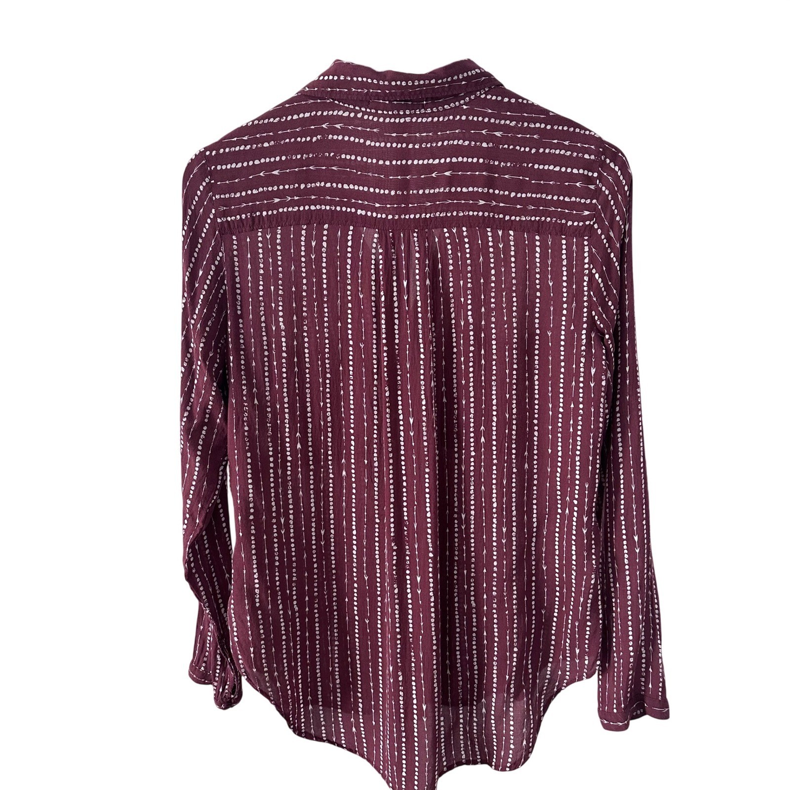 Cloth & Stone by Anthropologie Burgundy Arrow Stripe Rayon Button Down Shirt S