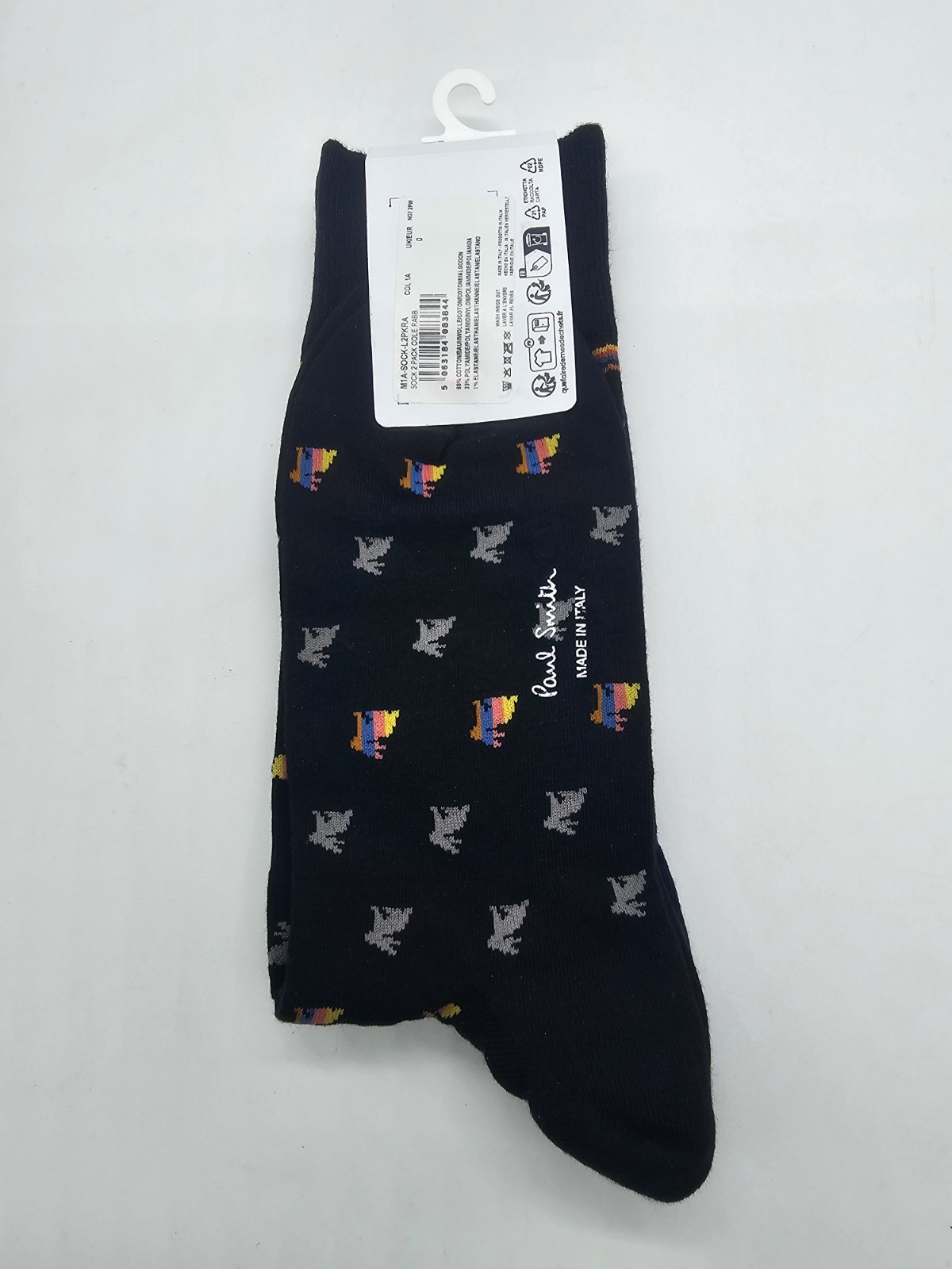 Paul Smith Carter Socks Cotton Black / Navy Set of 2 Made in Italy Great gift