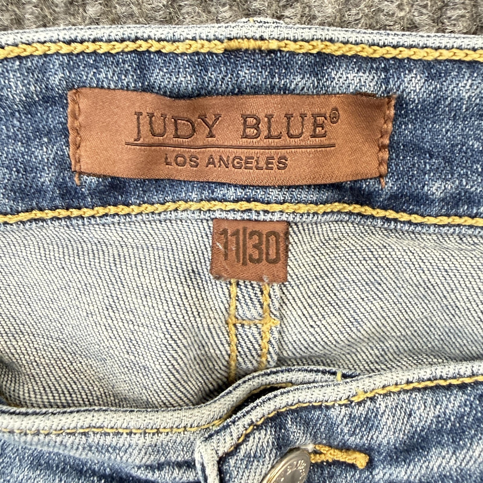 Judy Blue Bootcut Jeans Womens 11/30 Blue Wash Distressed Fringe Stretch Denim