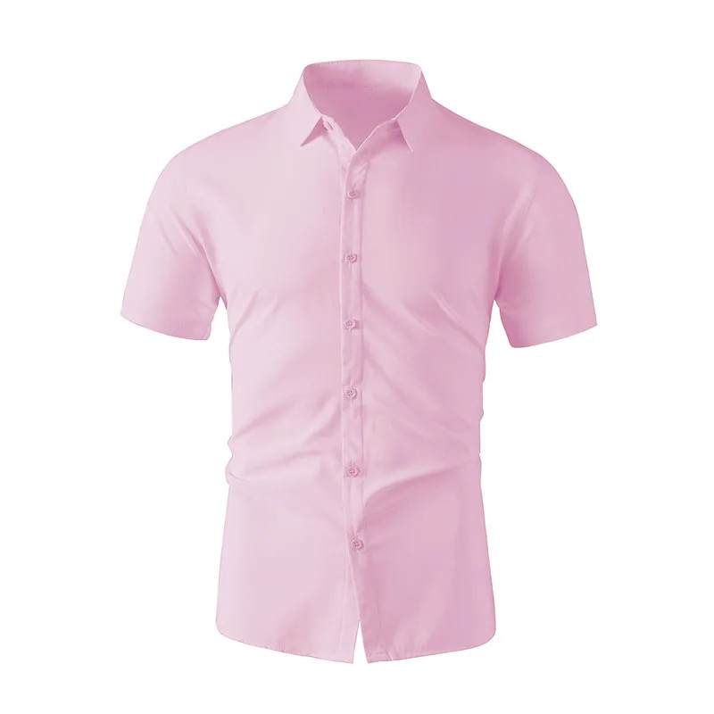 New Men’s Business Casual Solid Color Short Sleeved Shirt for Summer Fashion No