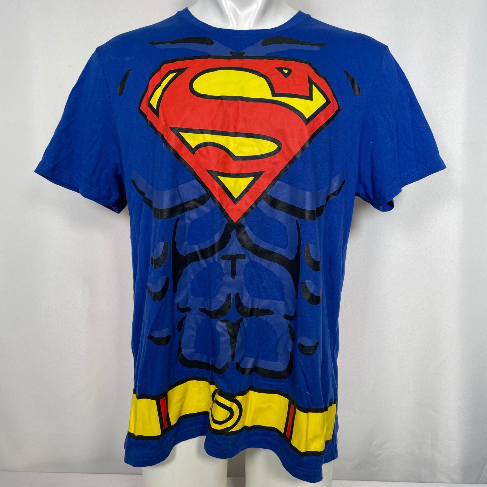Superman Costume Superhero Cosplay Blue Red Cape T-Shirt Men’s XL