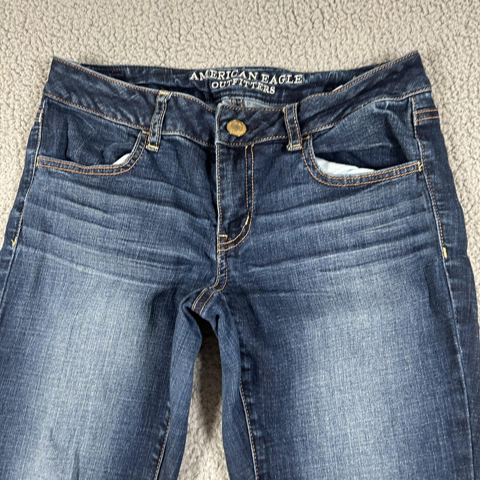 American Eagle Jegging Jeans Womens 6 Blue Mid Rise Super Stretch Denim Pants