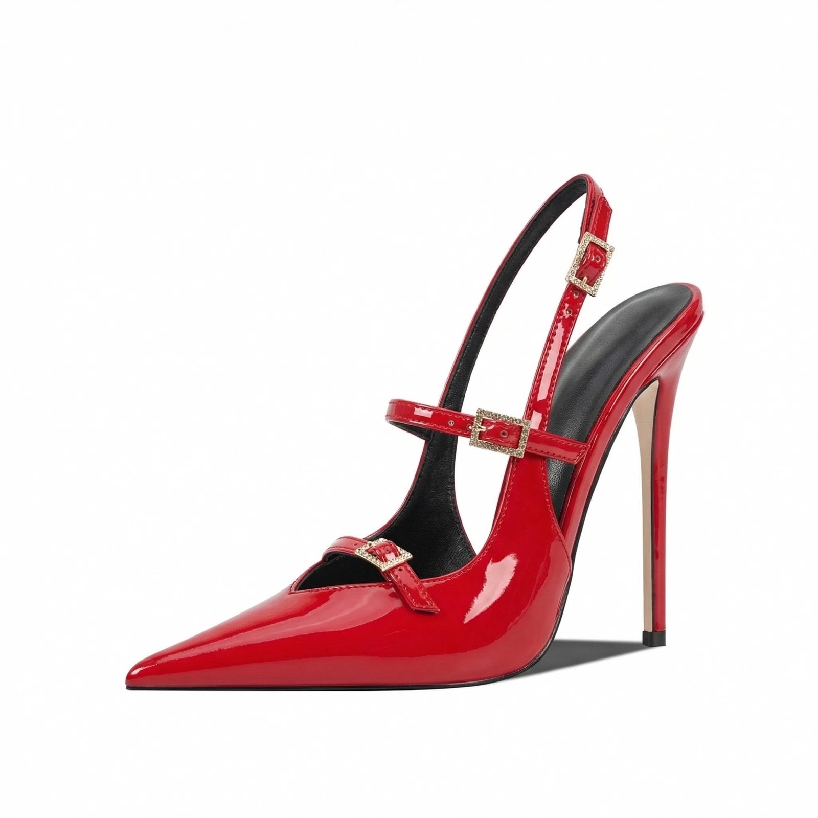 Patent Leather Pointed Toe Stilettos Sandals Women’s Pointy Toe Slingback Shoes