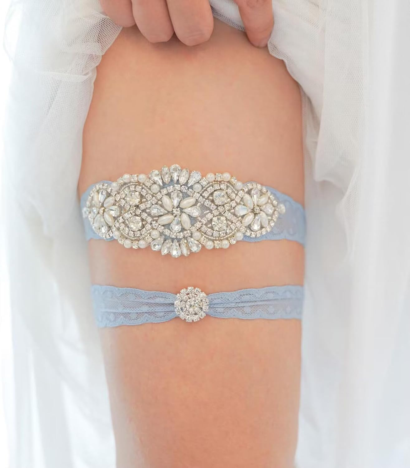 Blue Garters for Bride – Wedding Garter for Bride, Something Blue Gift for Bride