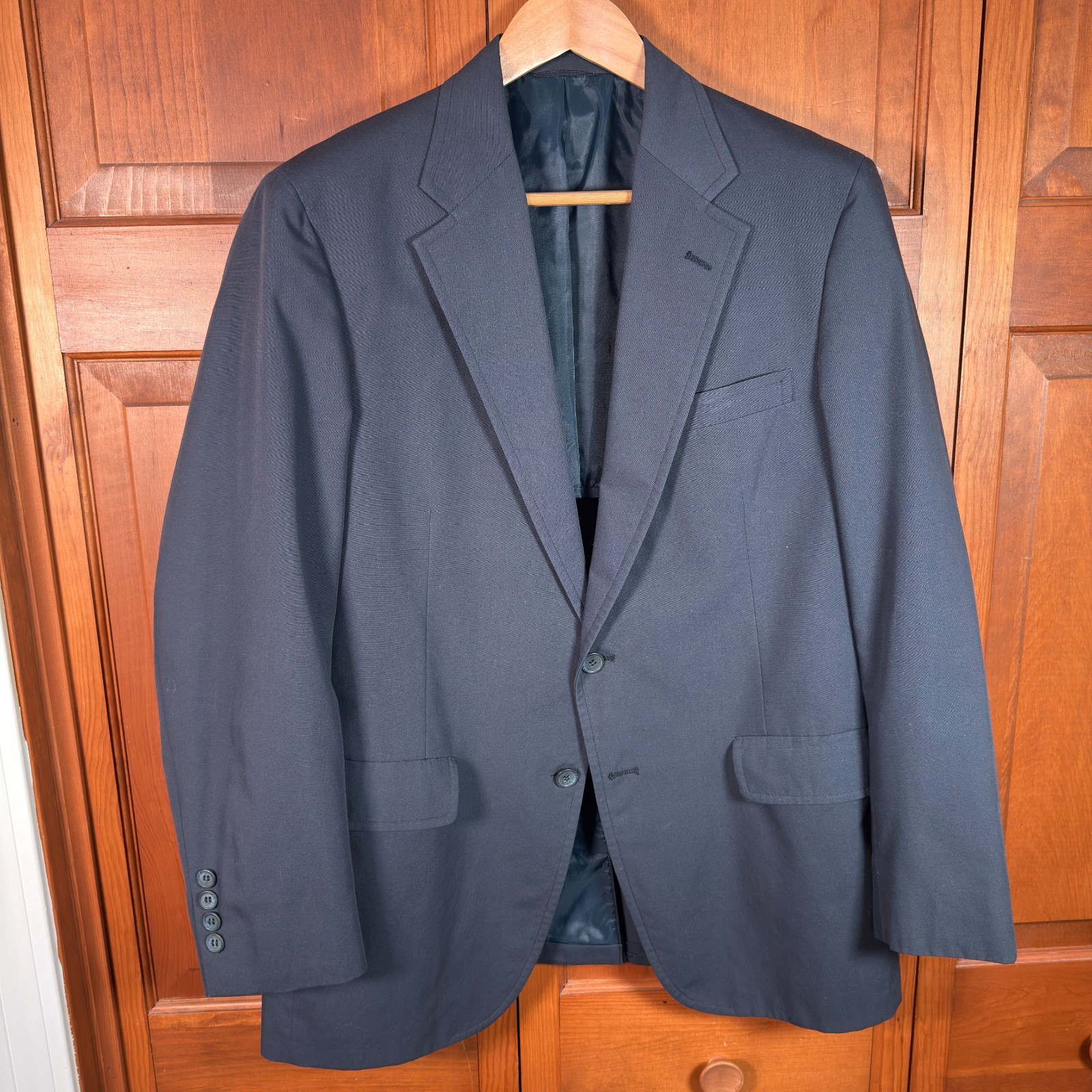 VTG Haspel Blazer Mens 40R Blue 2 Button Sport Coat USA MADE Canvas Half Lined