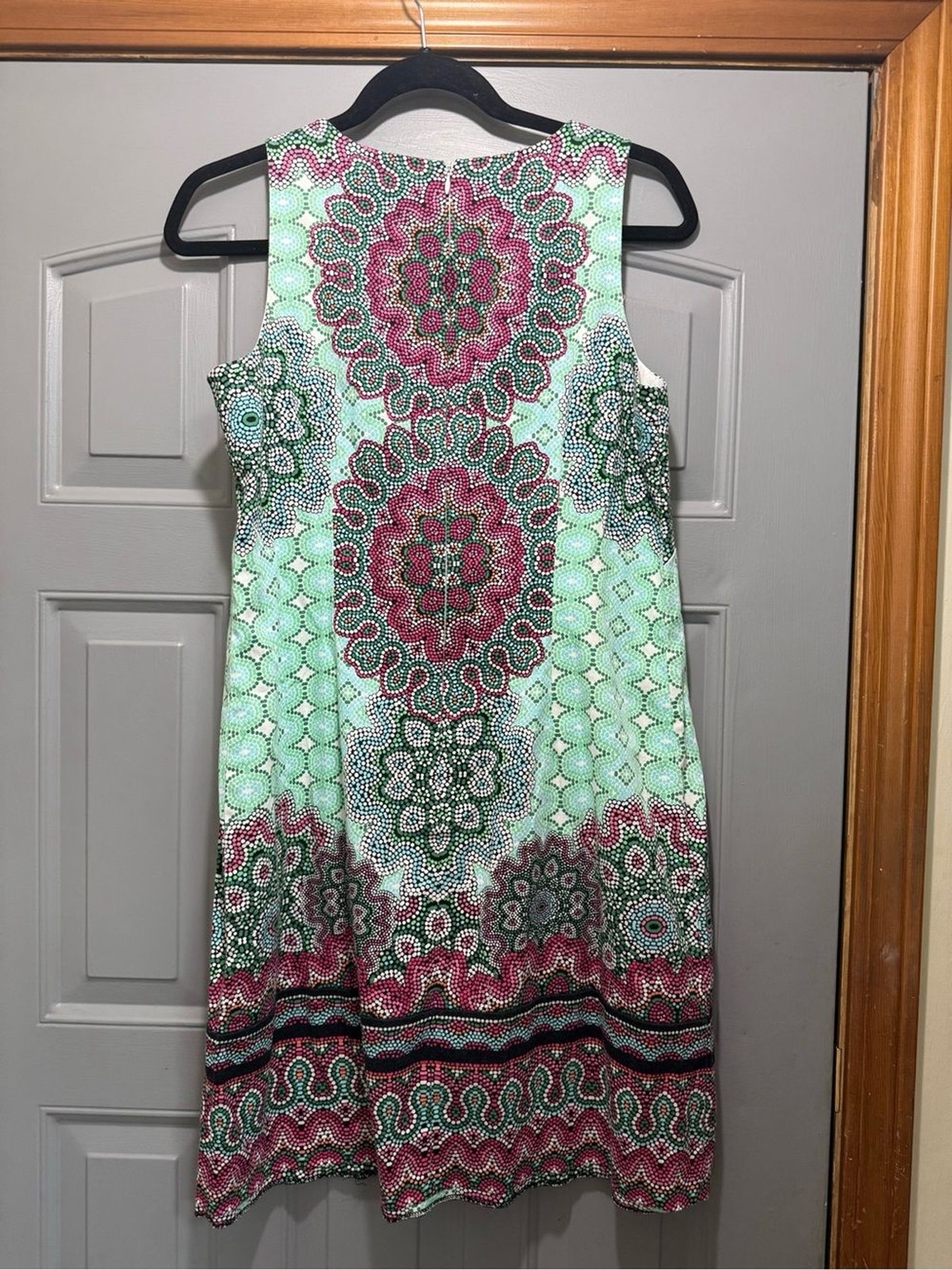 Sleeveless Mint & Pink Mandala design dress-London Times (8)
