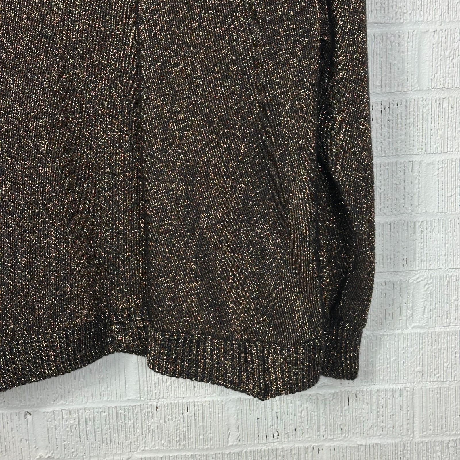 Vintage Christian Dior Loungewear Metallic Gold/Black Ribbed Turtleneck Sweater