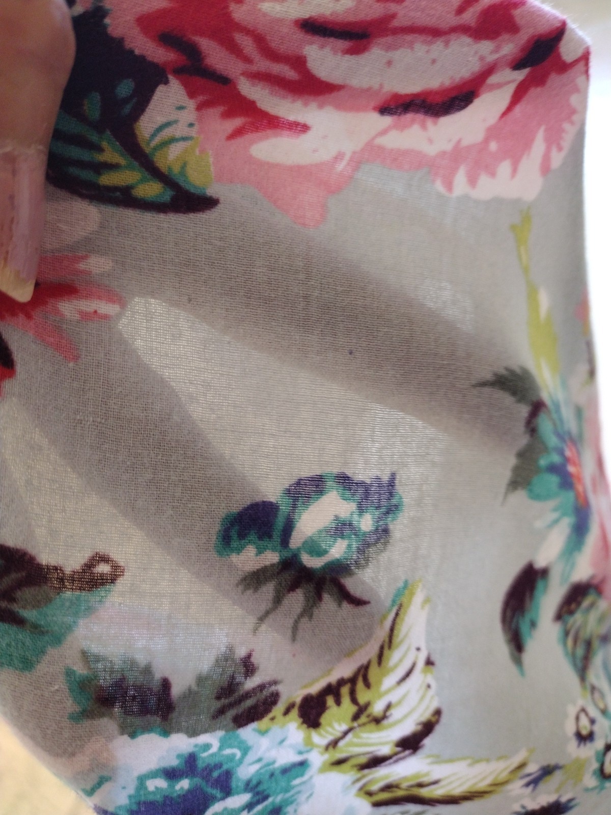 Unbranded Blouse Woman S Blue Floral Asian Style Short Sleeves Sheer Side Slits
