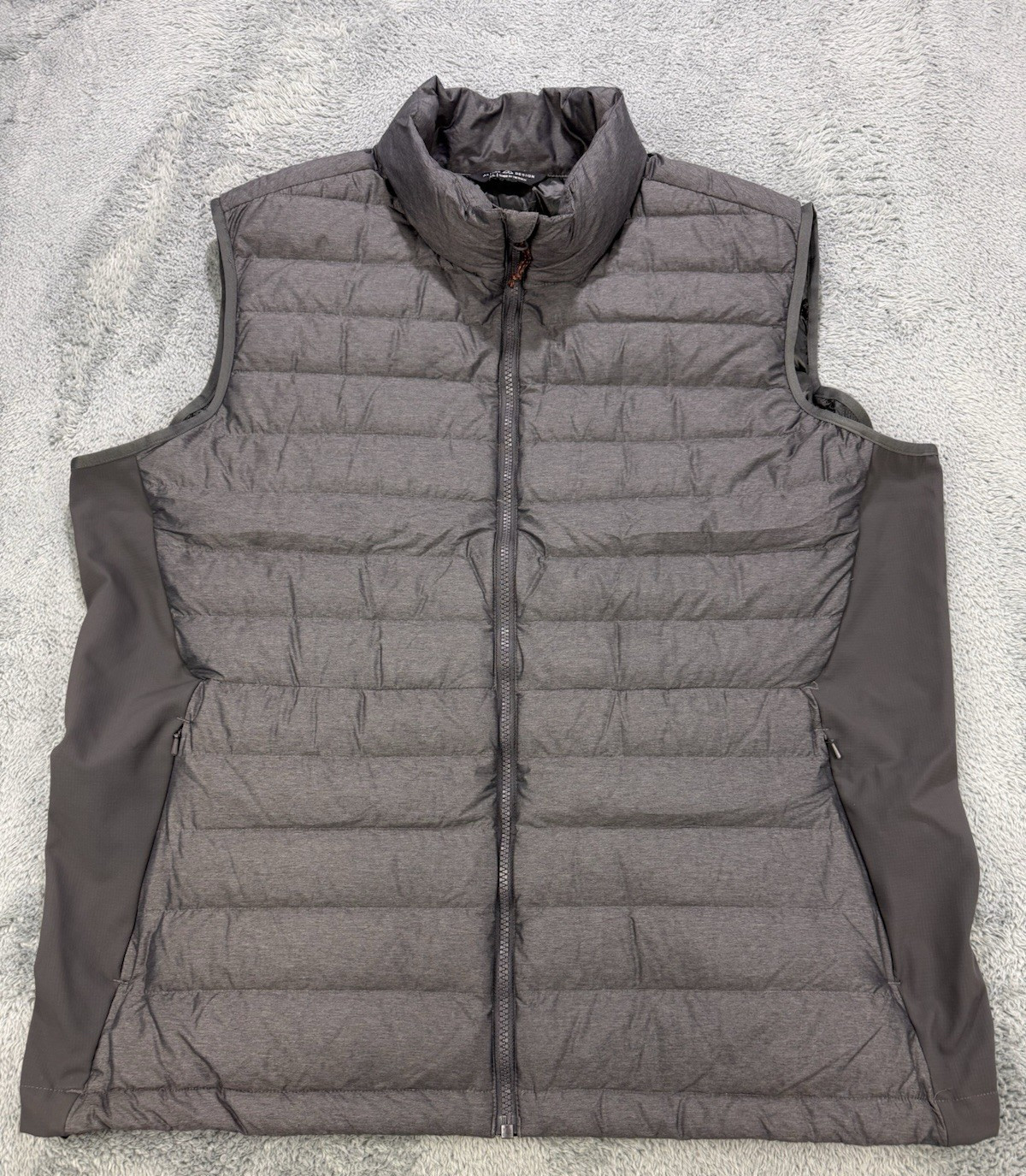 Alpine Design Puffer Vest Jacket Men XL Gray Full Zip Pockets Packable Nylon