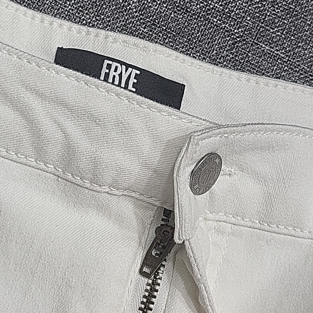 Frye Womens Button Zip Fly High Rise Jeans with Pockets Size 16/34 Off White
