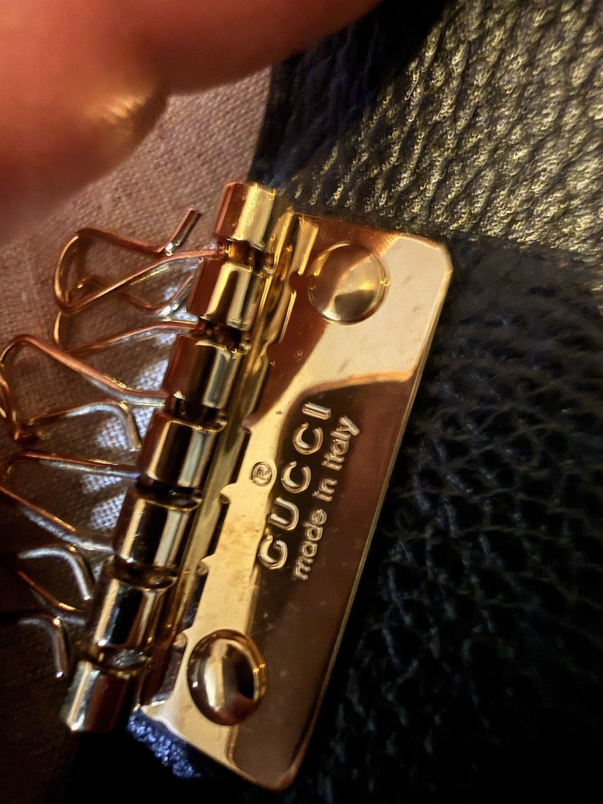 Gucci GG Marmont Key Holder Wallet Black Leather Canvas Gold HW Box