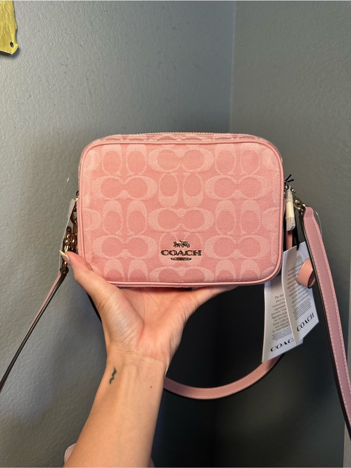 Coach Mini Carey Shoulder Bag in Signature Pink Denim