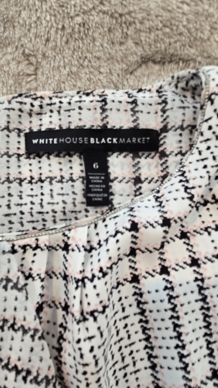 WHBM Sleeveless White Plaid Ruffle Front Top – Size 6