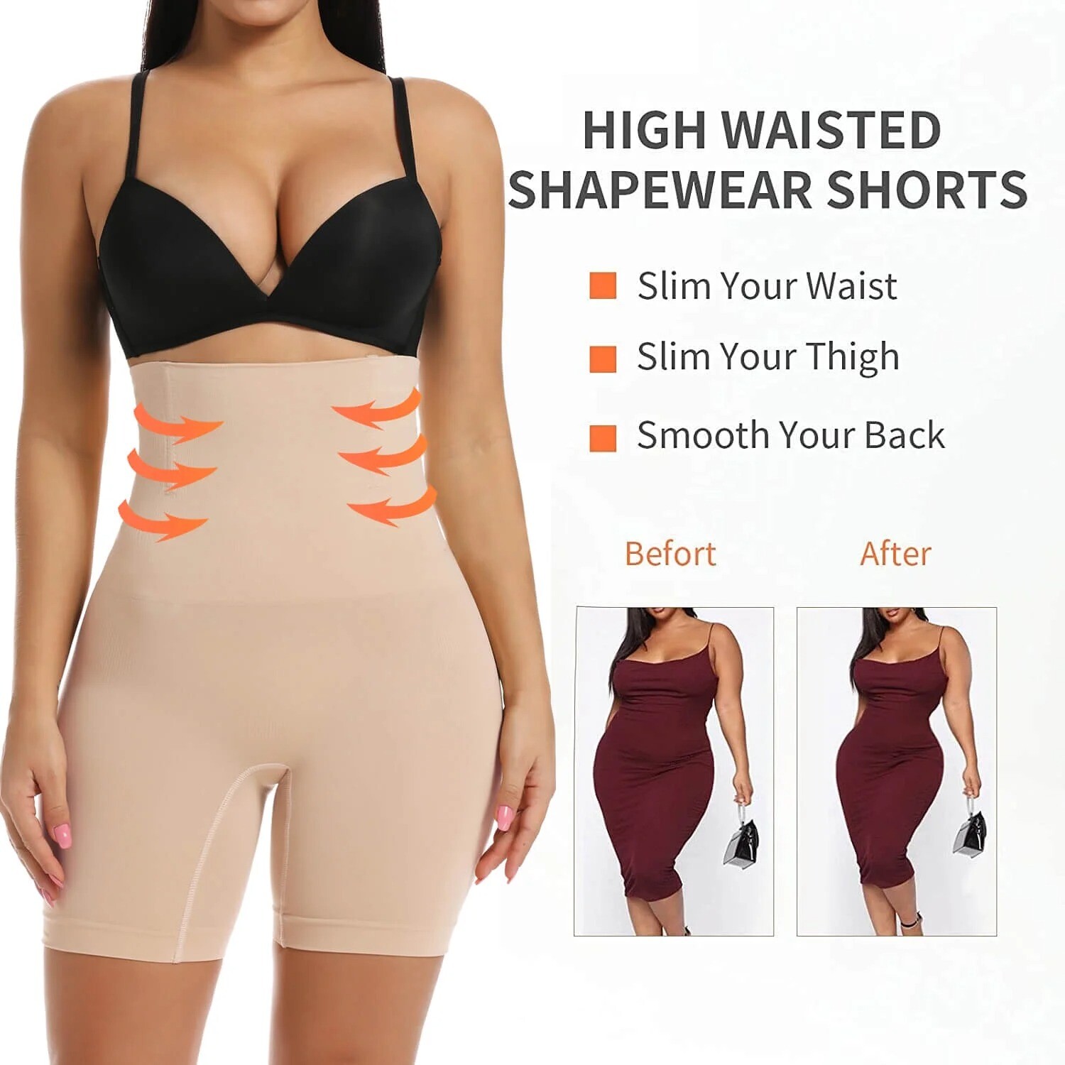 2 Pack Women Slim Tummy Control Shapewear Shorts Body Shaper High Waist Pants US