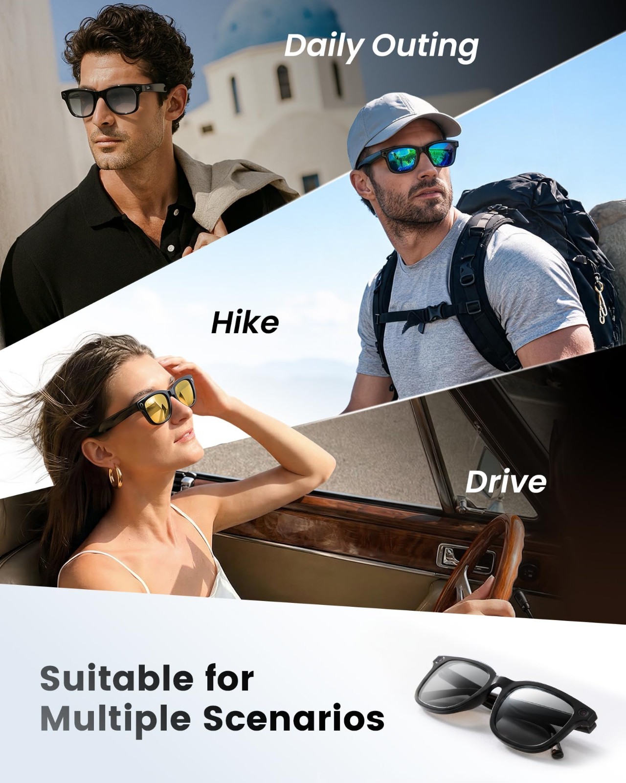 4PCS Polarized Snap-On Clips for Wayfarer Gen 2 – Shiny Black Frame, Multi-Color